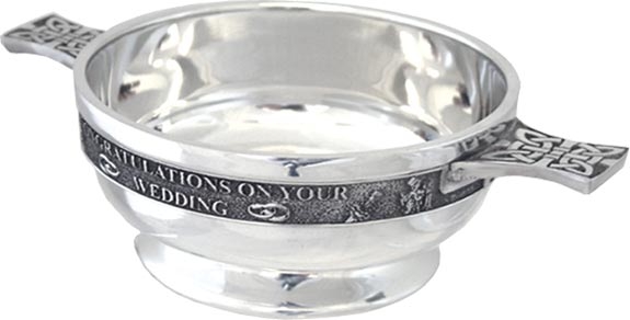 Pewter Quaich Bowl - 'Congratulations On Your Wedding'