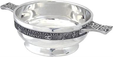 Pewter Quaich Bowl - 'Congratulations On Your Wedding'