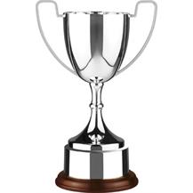 Nickel Plated Endurance Cup Mounted on Wooden Base with Covered Nickel Plated Plinthbands