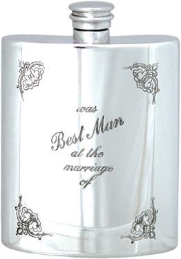 Pewter 6oz Hip Flask - Wedding 'Best Man'