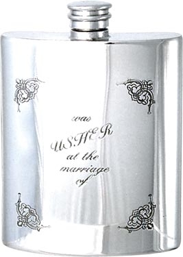 Pewter 6oz Hip Flask - Wedding 'Usher'