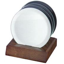 Coaster Set  - Circle Mirror (Walnut Base)