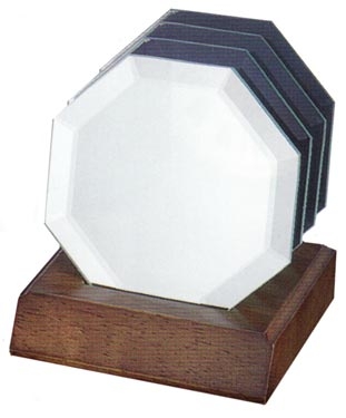 Coaster Set  - Octagon Mirror (Walnut Base)