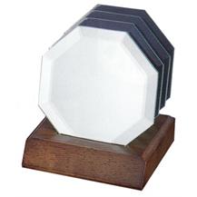 Coaster Set  - Octagon Mirror (Walnut Base)