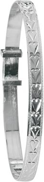 Silver Child's Bangle - Heart