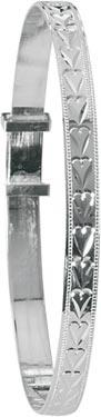 Silver Child's Bangle - Heart
