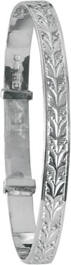 Hallmarked Silver Child's Bangle - Floral