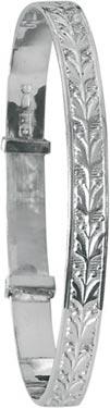 Hallmarked Silver Child's Bangle - Floral