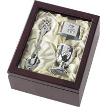 3 Piece Egg Cup, Spoon & Napkin Ring Set - Silver Plated
