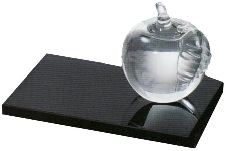 Molten Glass Apple on Black Glass Base