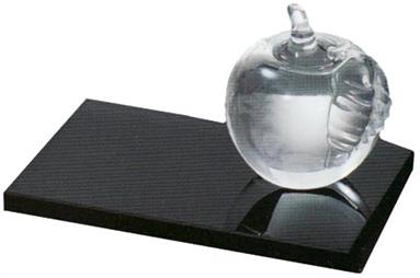 Molten Glass Apple on Black Glass Base