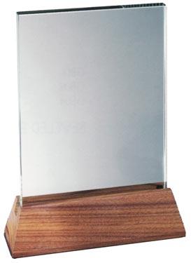 Jade Glass Rectangle with slanted Walnut Base