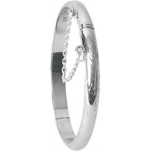 Silver Child's Bangle - Hinged with Chain