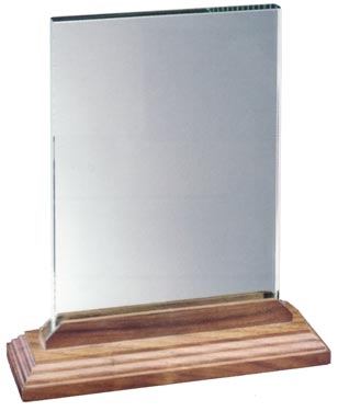 Jade Glass Rectangle with Beveled Walnut Base