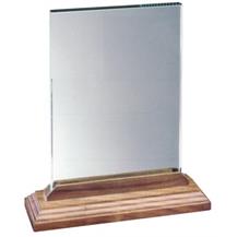 Jade Glass Rectangle with Beveled Walnut Base