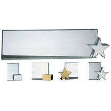 Jade Glass Name Plate with Corner Holder