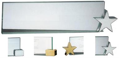 Jade Glass Name Plate with Corner Holder
