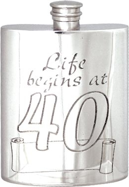 Pewter Hip Flask - Life Begins at 40
