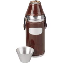 Crocodile Style Leather Bound Stainless Steel Hunting Flask - Brown