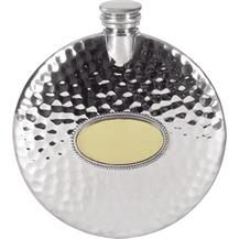 Pewter 4oz Round Slimline Flask - Hammered