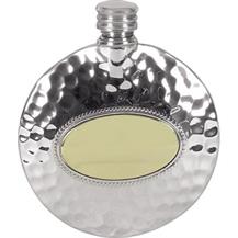 Pewter 3oz Round Slimline Flask - Hammered