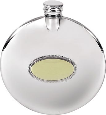 Pewter 4oz Round Slimline Flask - Plain