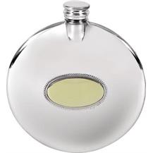 Pewter 4oz Round Slimline Flask - Plain