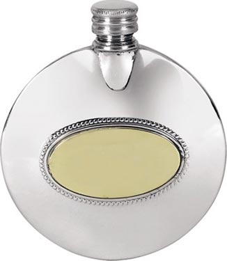 Pewter 3oz Round Slimline Flask - Plain