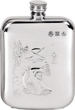 Pewter 6oz Hip Flask - Fishing
