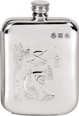 Pewter 6oz Hip Flask - Fishing