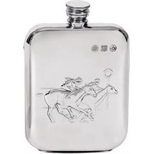 Pewter 6oz Hip Flask - Horse Racing