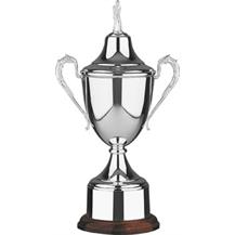 Silverplated Cup with Integral Plinthband mounted on Mahogany Plinth