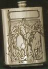 Finely Designed Pewter Drinking Flask - Horse Racing
