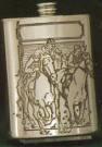 Finely Designed Pewter Drinking Flask - Horse Racing