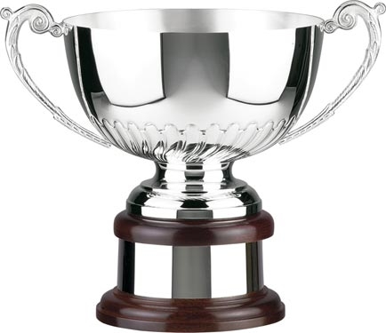 New Handchased Fluted Silver Plated Cup on Mini Riser