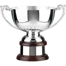 New Handchased Fluted Silver Plated Cup on Mini Riser