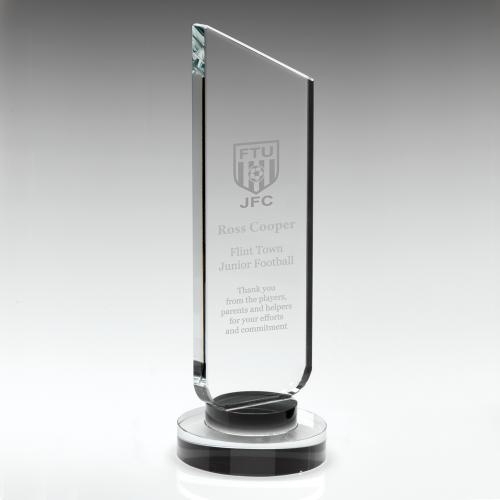 CBG6 Clear Glass Plaque With Black Neck And Round Base 