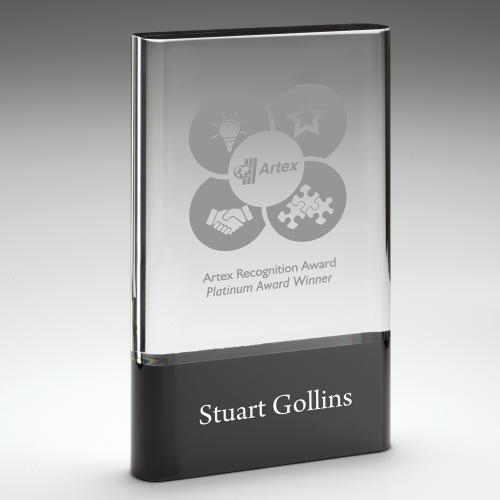 CBG8 Clear Glass Plaque On Black Base