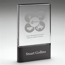CBG8 Clear Glass Plaque On Black Base