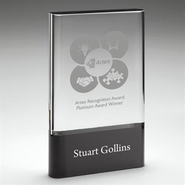 CBG8 Clear Glass Plaque On Black Base