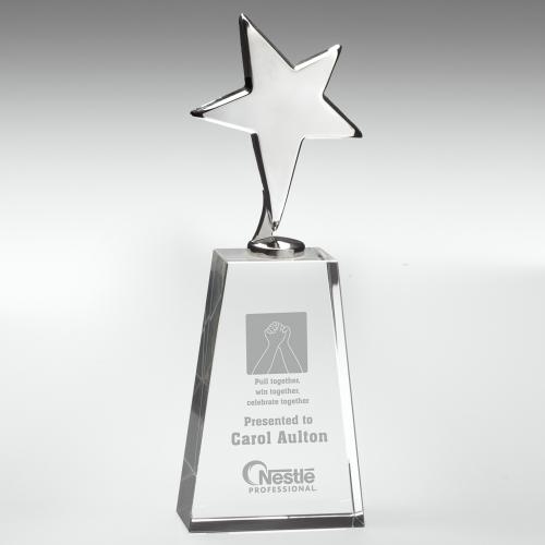 JB1300 Clear Glass Block With Metal Star On