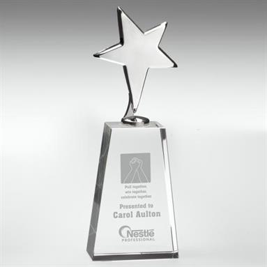 JB1300 Clear Glass Block With Metal Star On