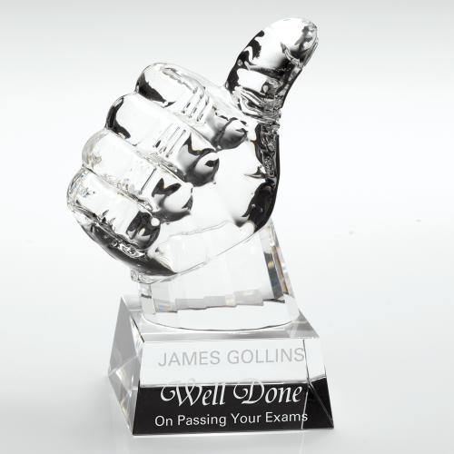 JB700 Clear Glass 'Thumbs-Up' On Base