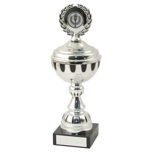 JR22-CT28A Silver/Black Bowl+Lid Trophy 