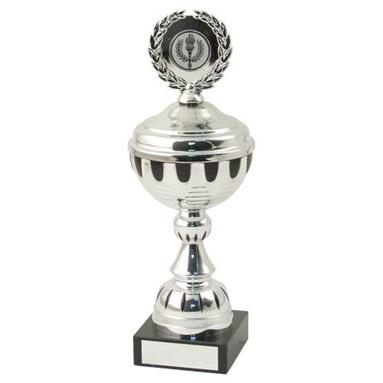 JR22-CT28A Silver/Black Bowl+Lid Trophy 