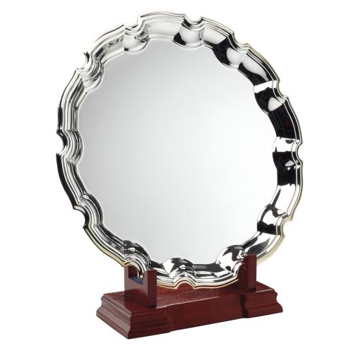 JR41-TY69 Silver Plated 'Chippendale' Salver On Wooden Stand 