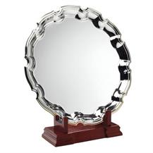 JR41-TY69 Silver Plated 'Chippendale' Salver On Wooden Stand 