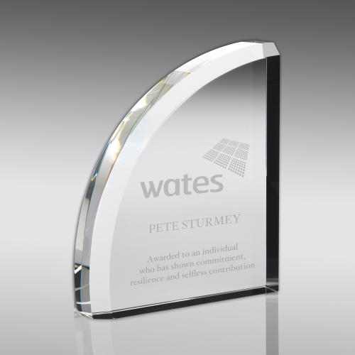 LCG4 Clear Quarter Circle Glass Plaque