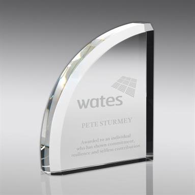 LCG4 Clear Quarter Circle Glass Plaque