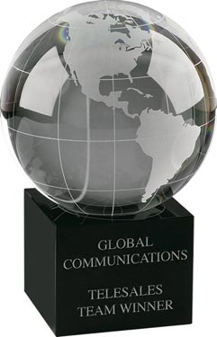Crystal Globe on Black Crystal Stand
